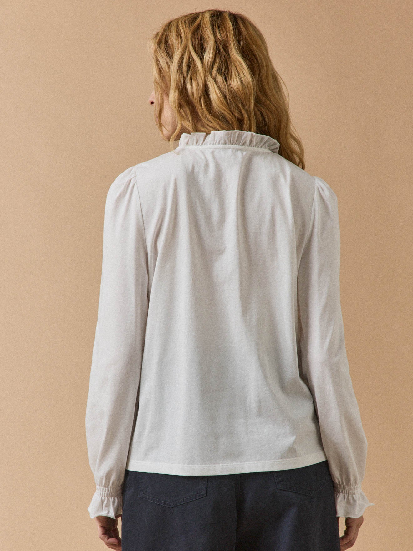 Damenbluse mit Volants aus Bio-Baumwolle