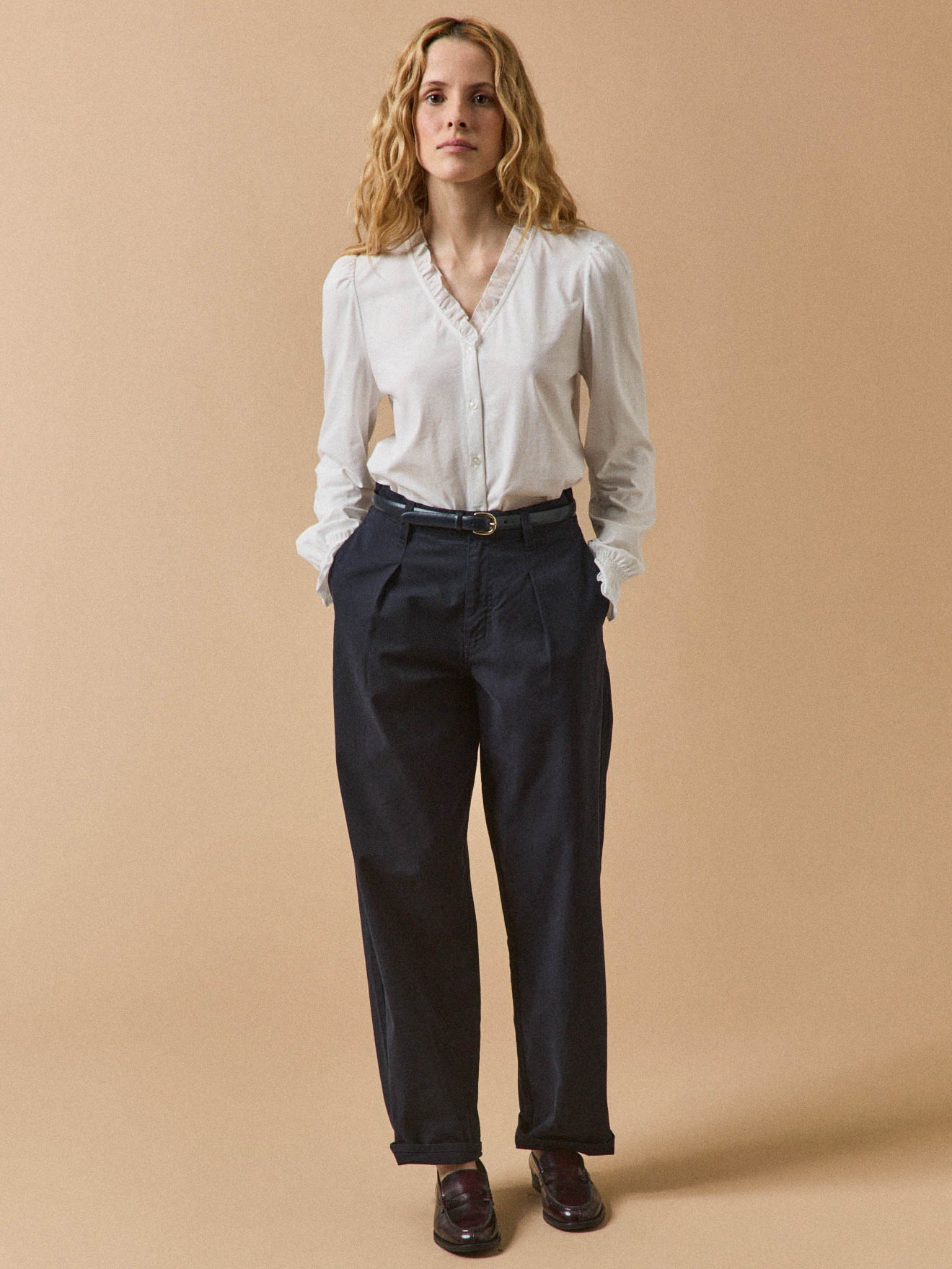 Damenbluse mit Volants aus Bio-Baumwolle