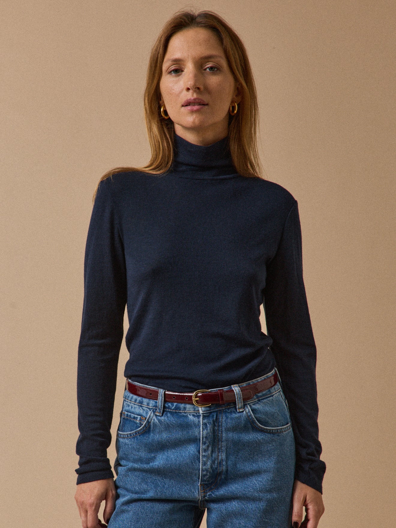 Damenpullover mit Unterpulli aus Jersey-Wolle