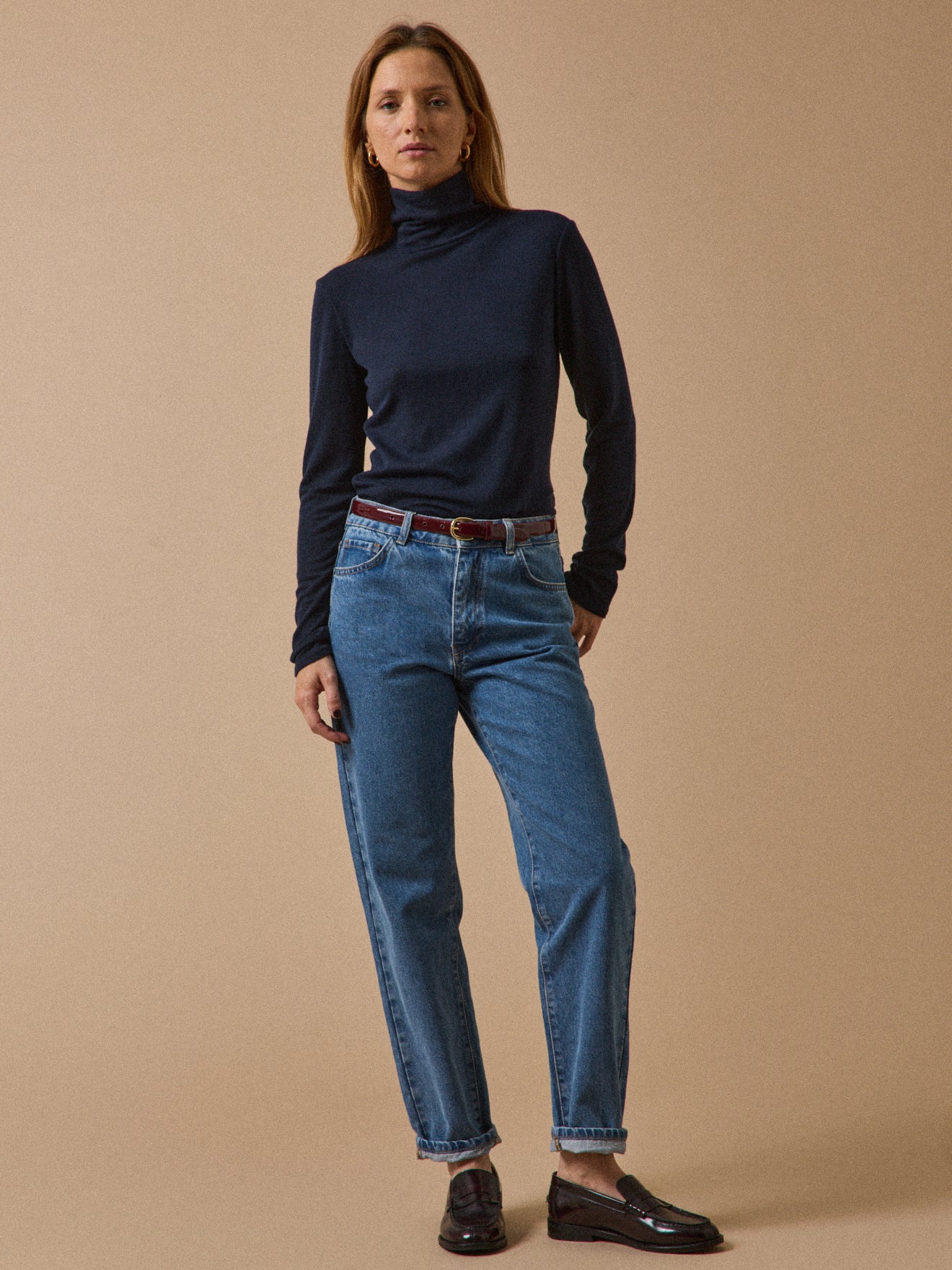 Damenpullover mit Unterpulli aus Jersey-Wolle