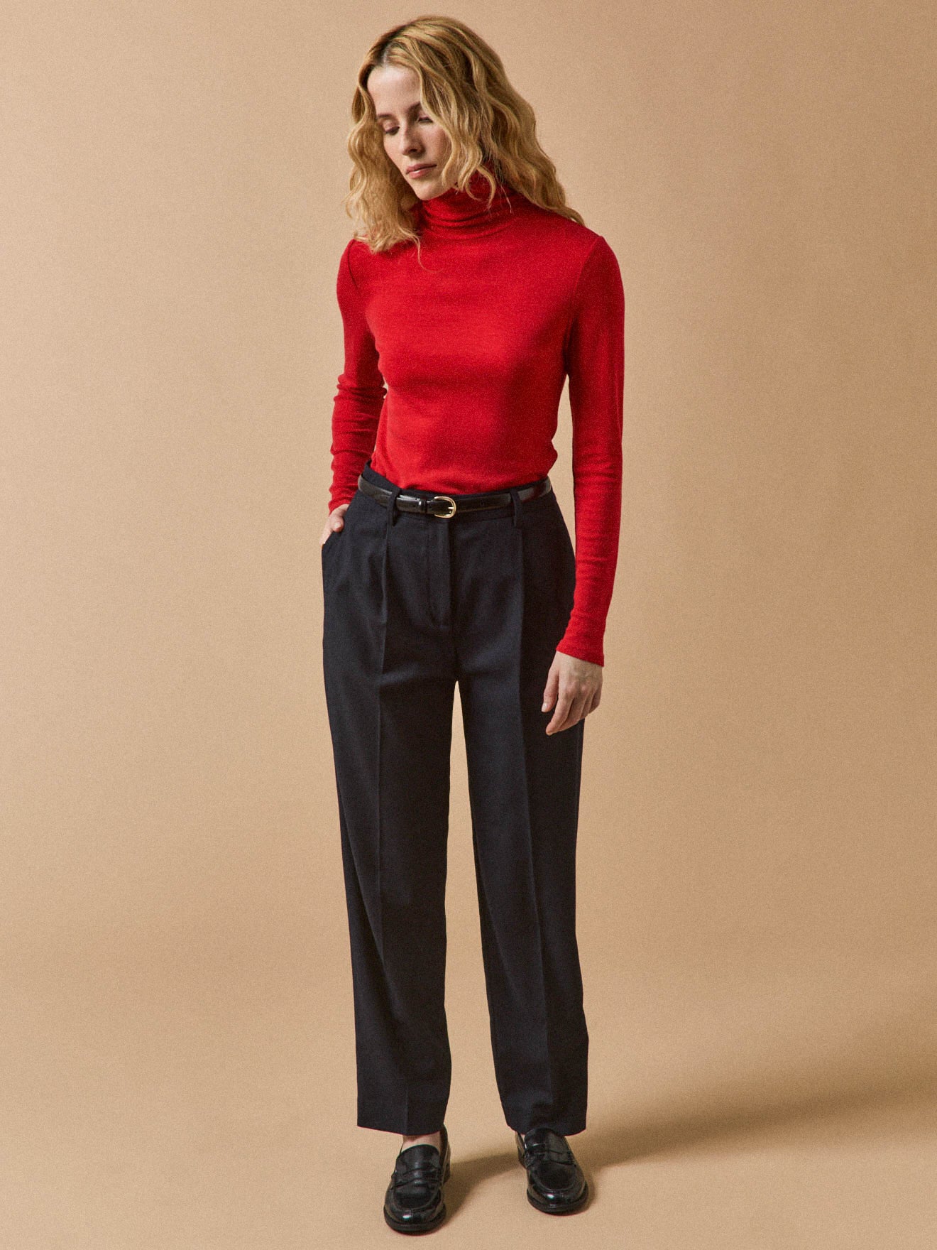 Damenpullover mit Unterpulli aus Jersey-Wolle