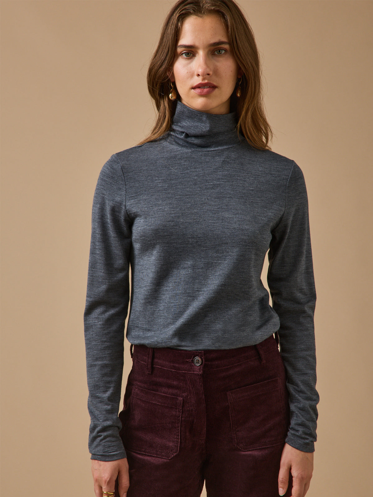 Damenpullover mit Unterpulli aus Jersey-Wolle
