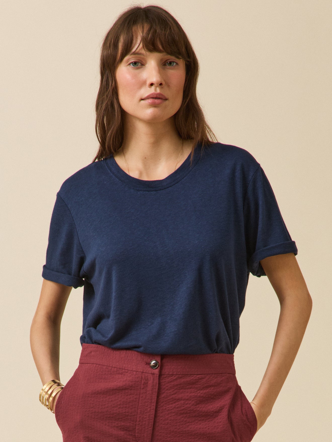 Damen-T-Shirt aus Leinen und Viskose