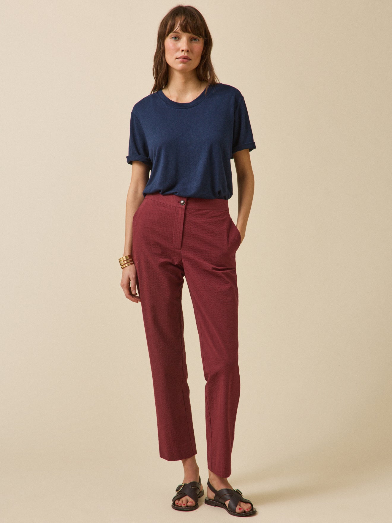 Damen-T-Shirt aus Leinen und Viskose