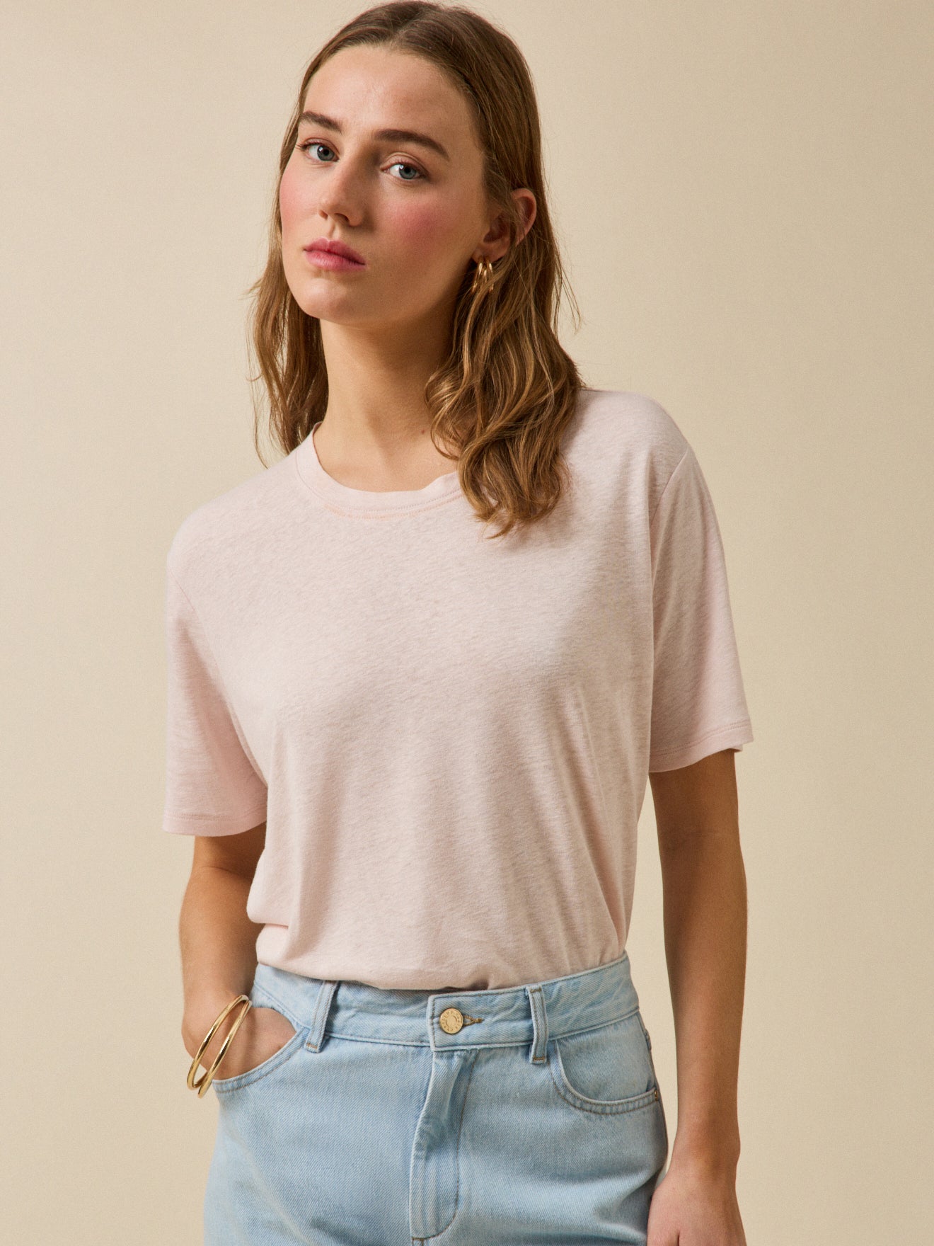 Damen-T-Shirt aus Leinen und Viskose