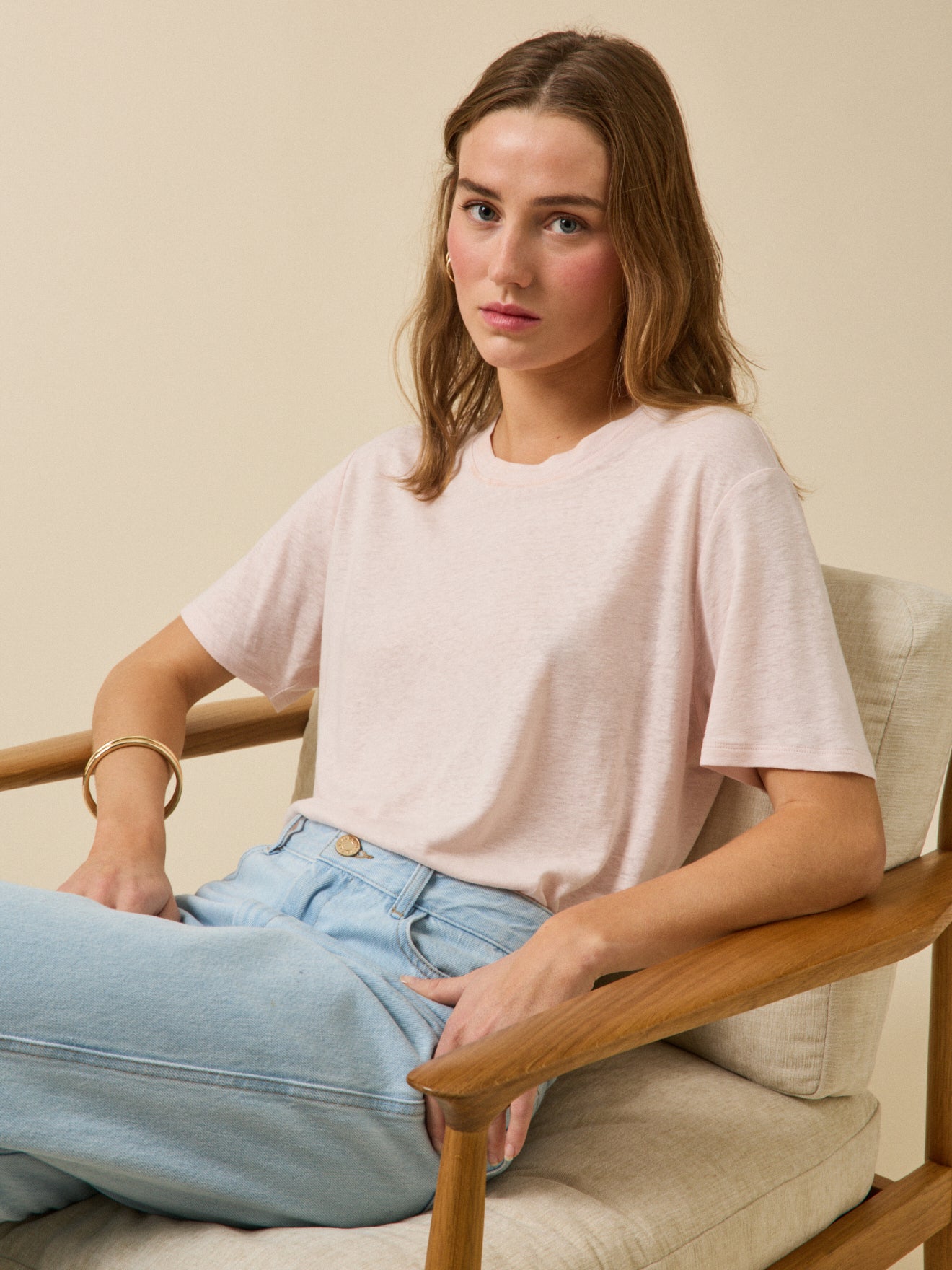 Damen-T-Shirt aus Leinen und Viskose