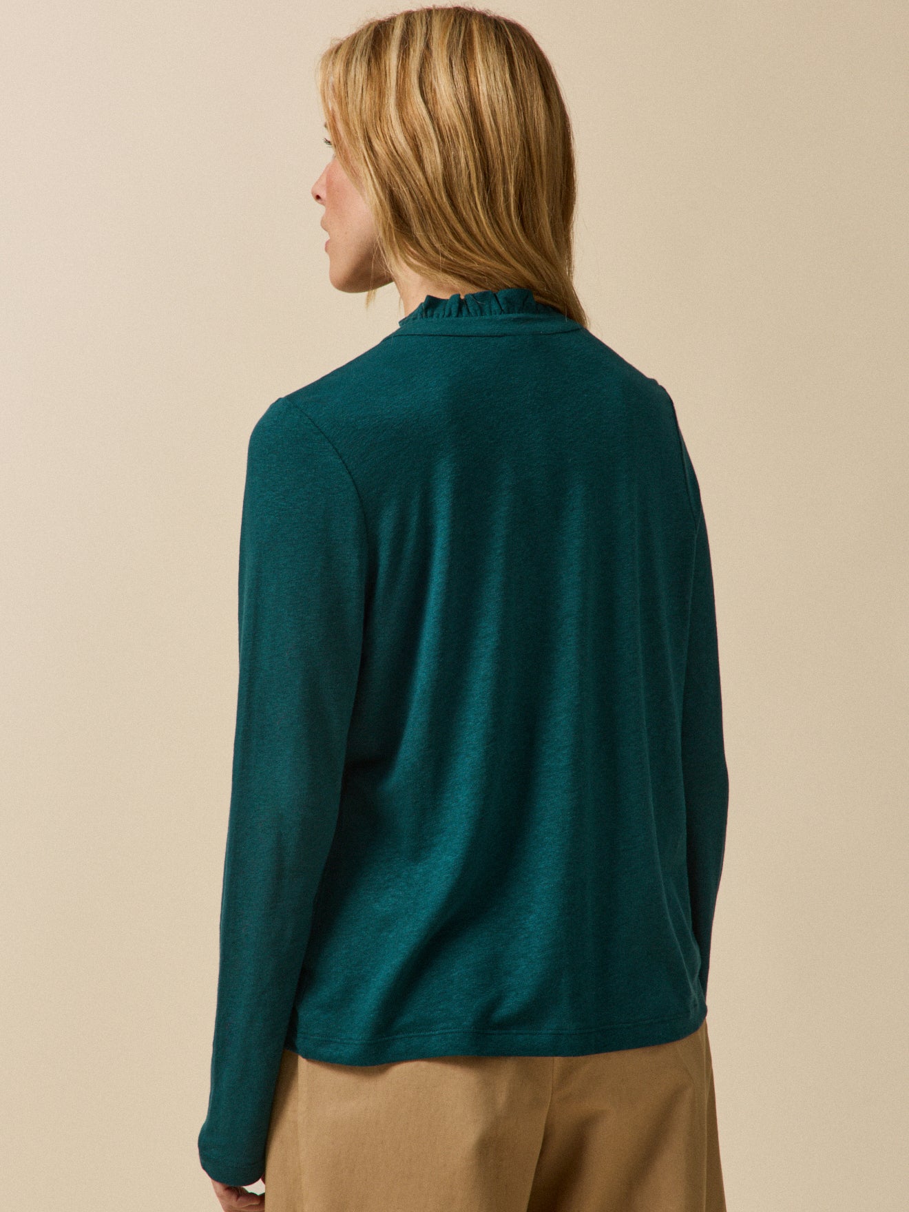 T-shirt boutonné lin et viscose femme