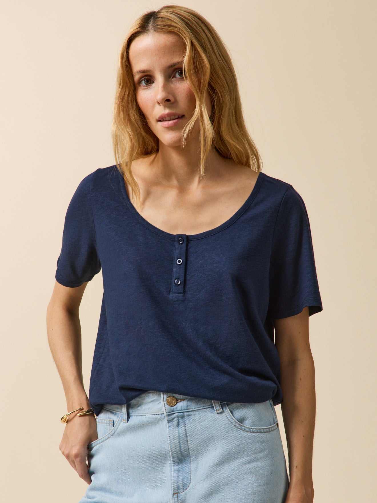 Damen T-Shirt aus Leinen und Viskose