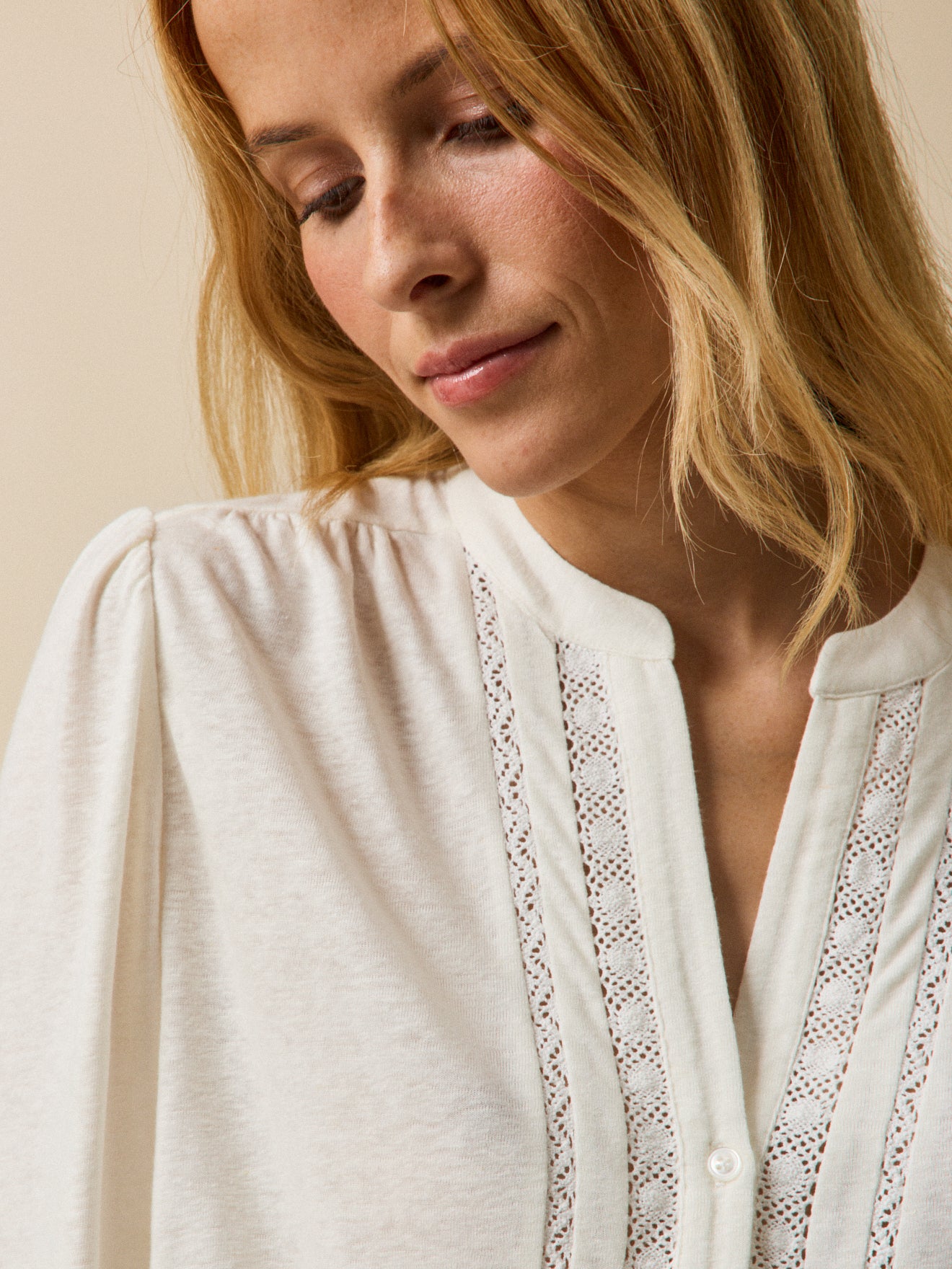 T-shirt dentelle lin et viscose femme