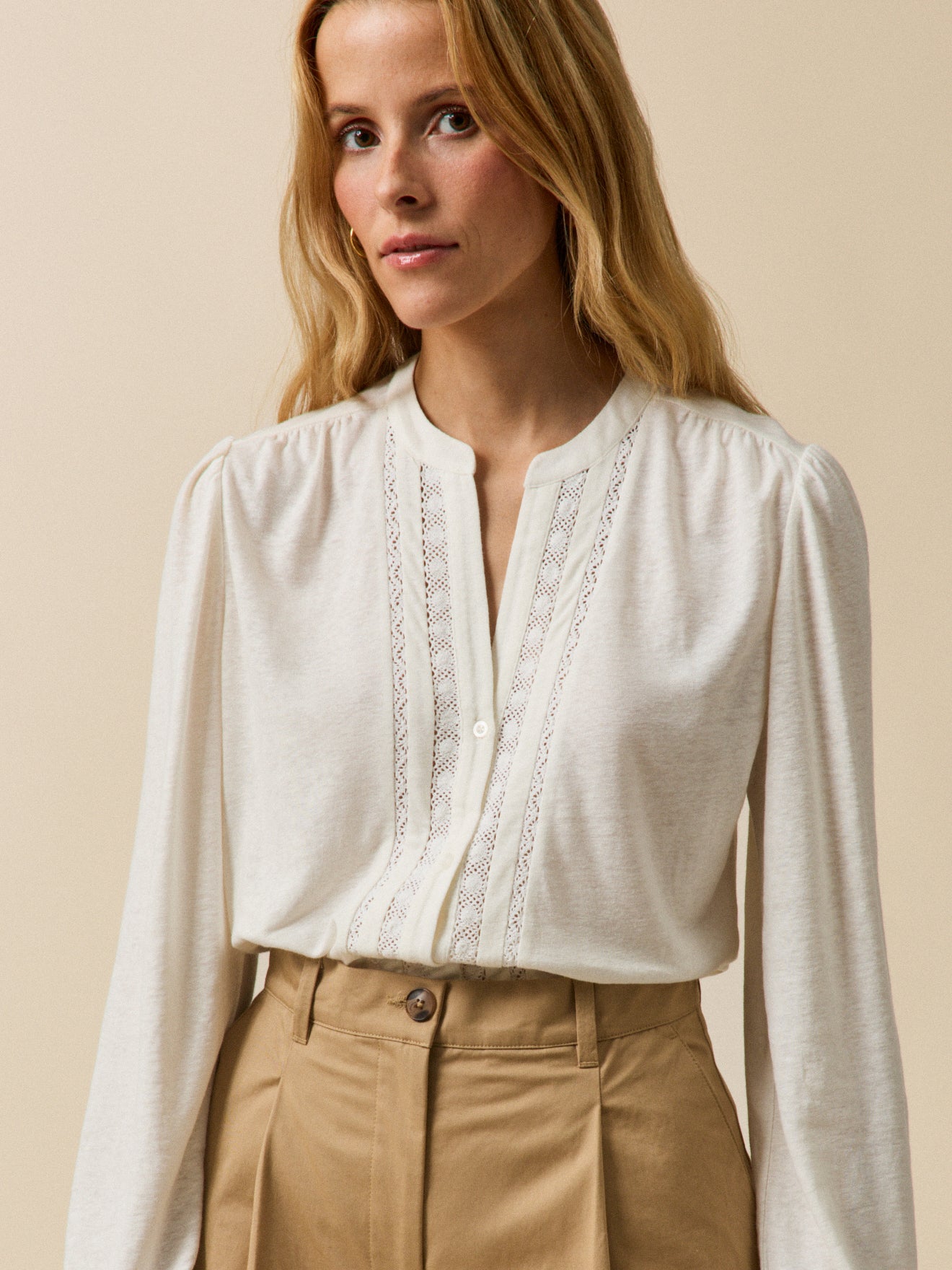 T-shirt dentelle lin et viscose femme