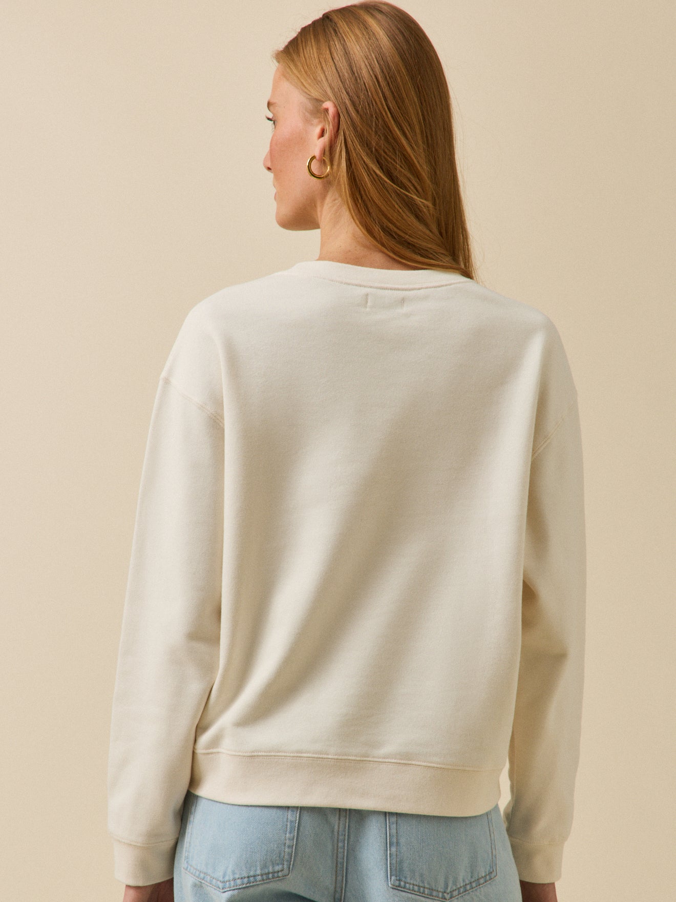 Damen-Sweatshirt aus Bio-Baumwolle mit Aufschrift aus Liberty-Stoff