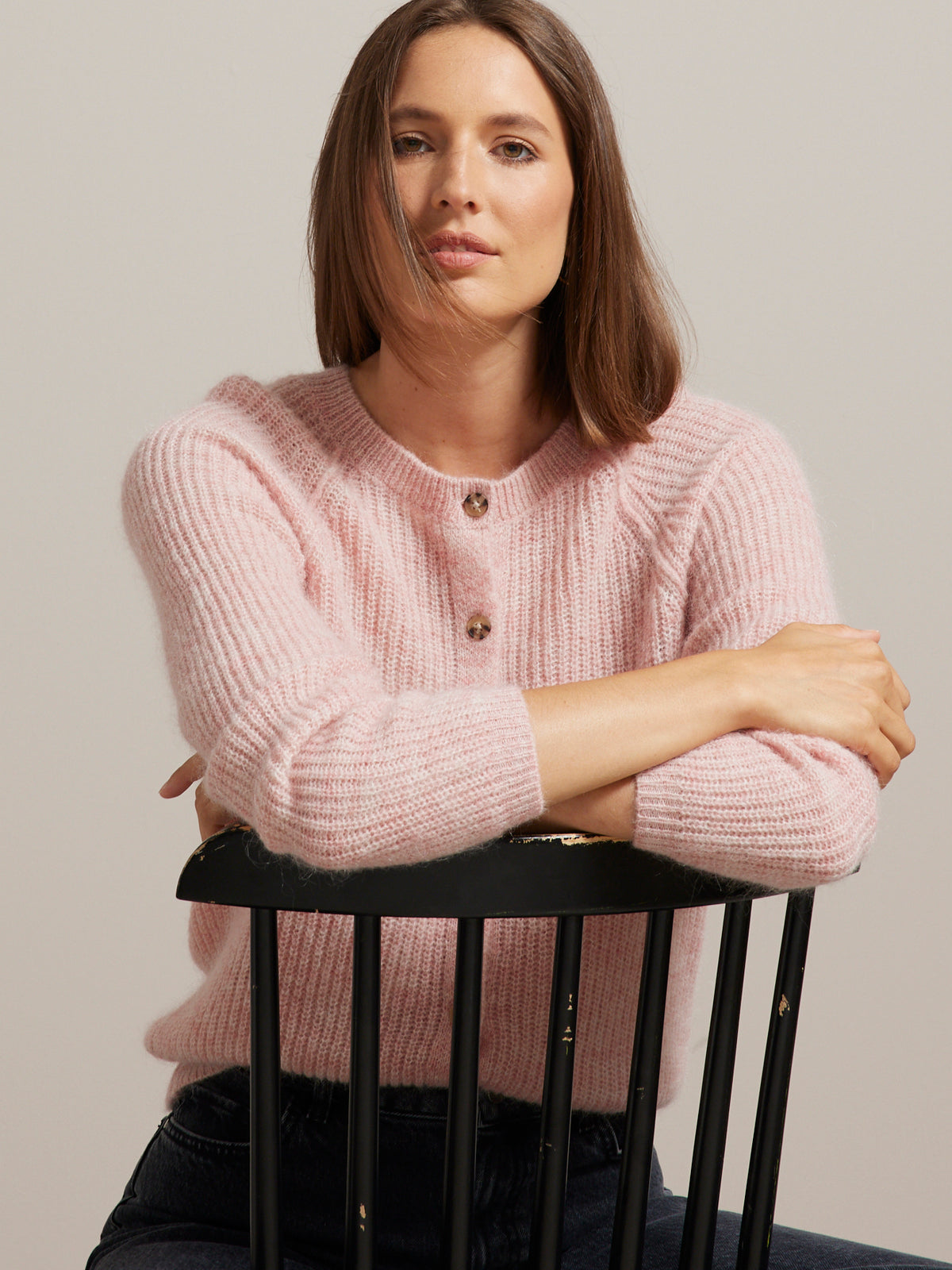Damen-Cardigan mit Moosstrick