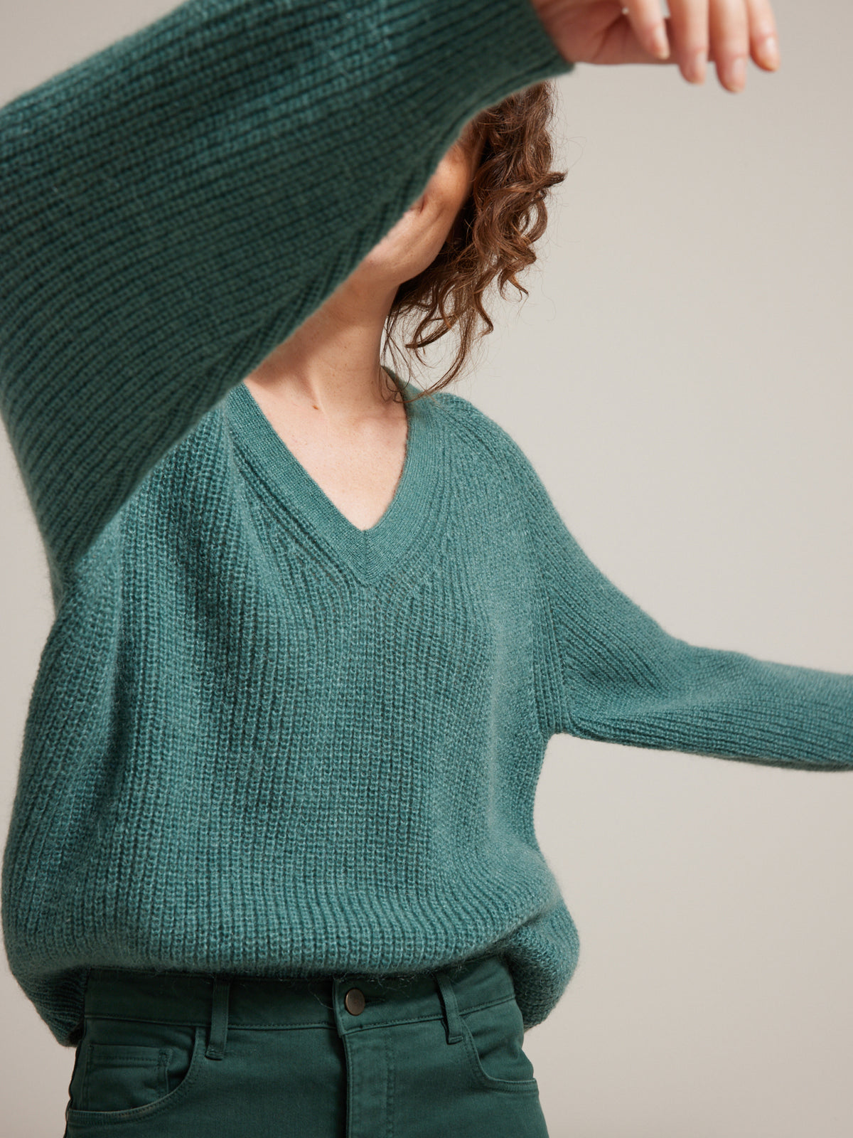 Pull col V femme mélange mohair