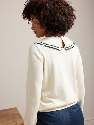 Pull collerette femme coton et cachemire