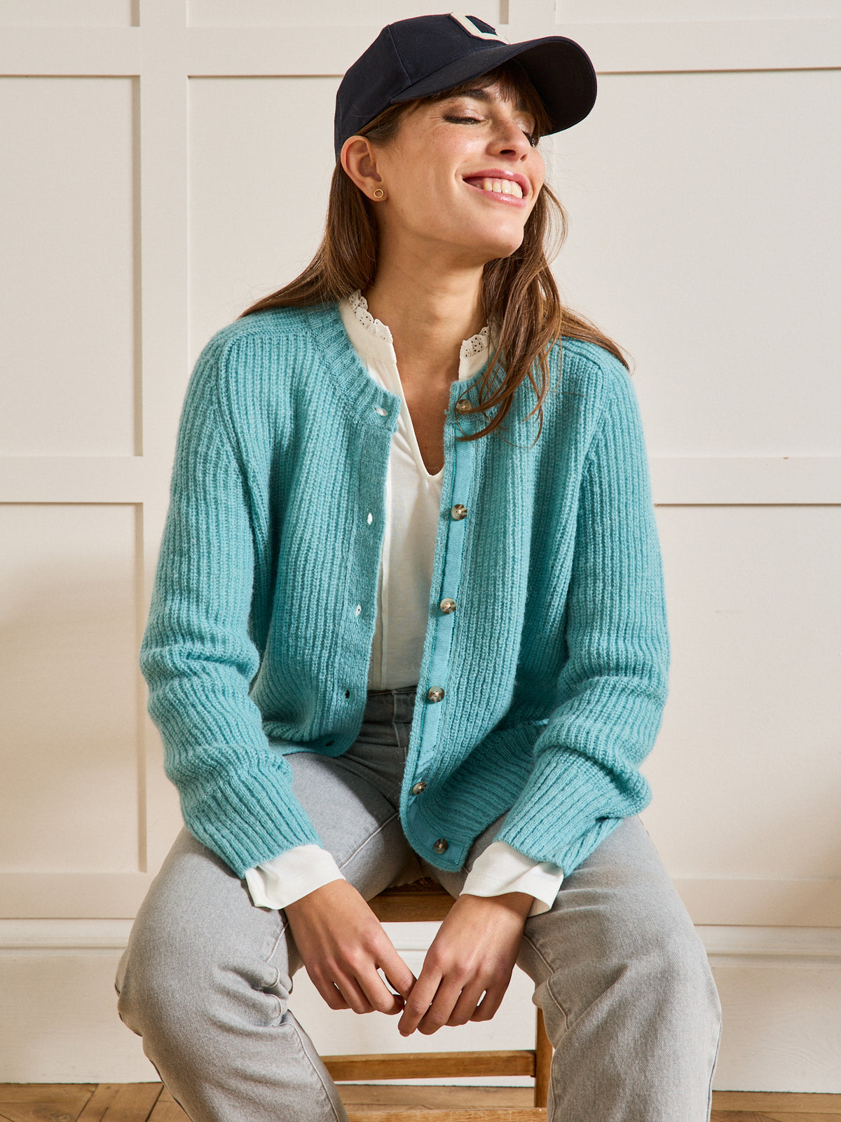 Damen-Cardigan mit Wolle, Alpaka und Mohair