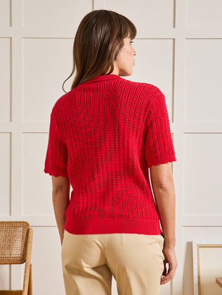 Gilet col polo ajouré coton biologique