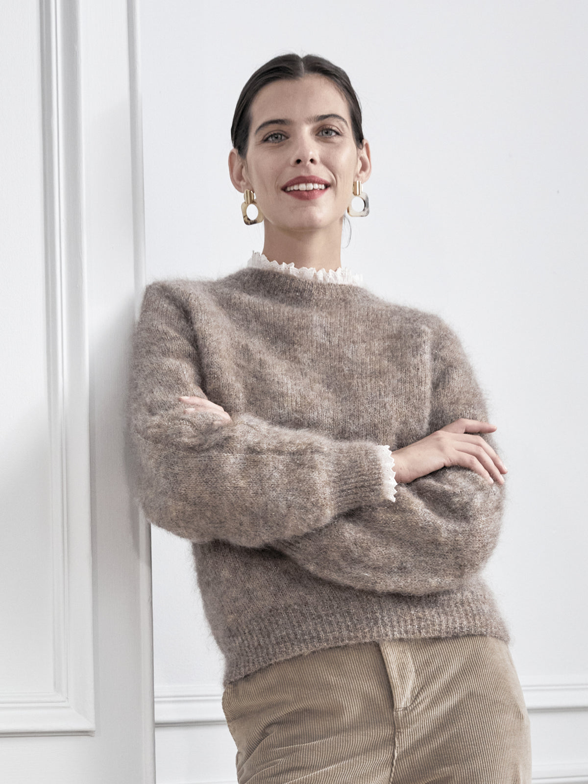 Pull col rond femme mélange kid mohair