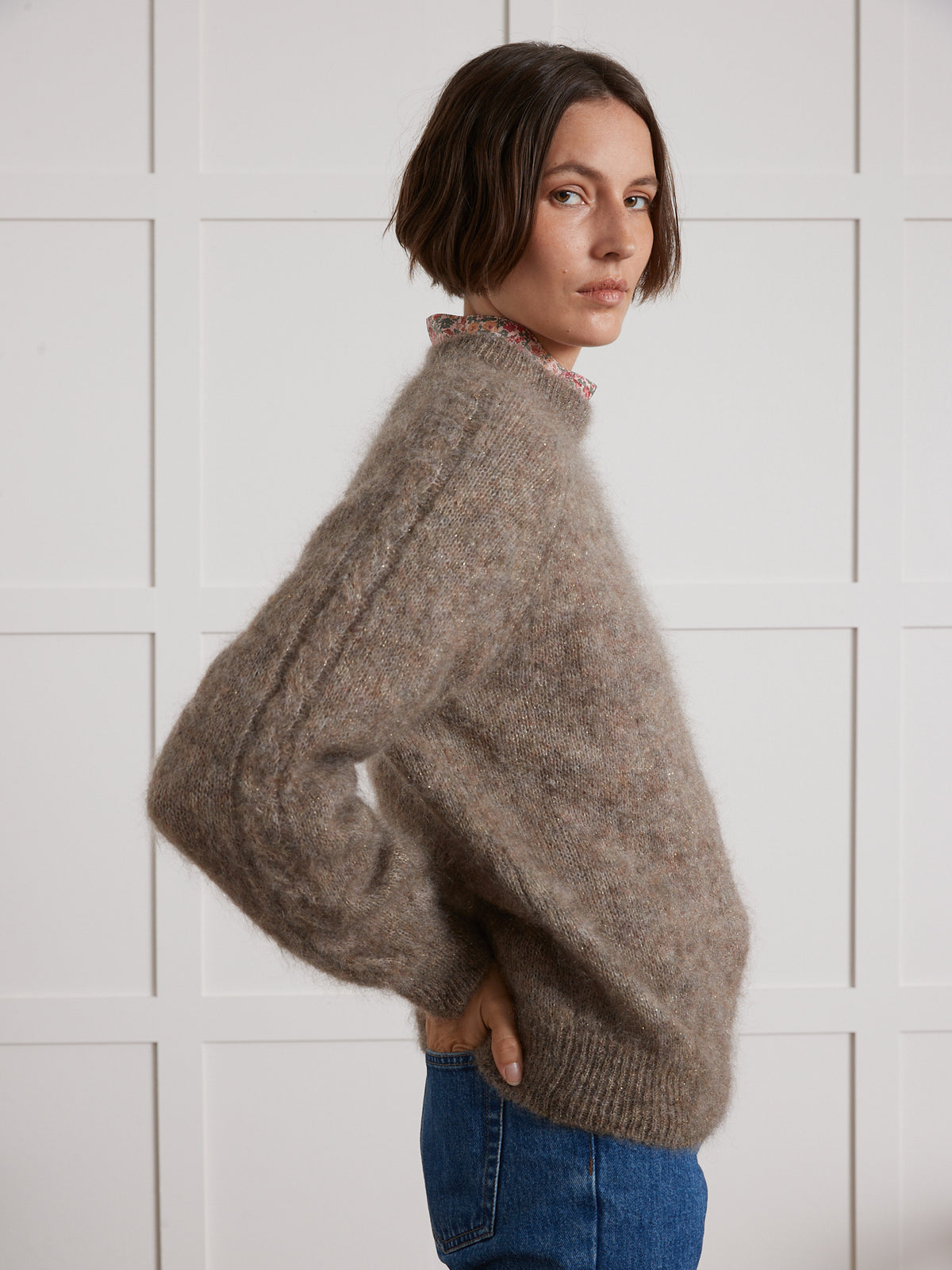 Pull col rond femme mélange kid mohair