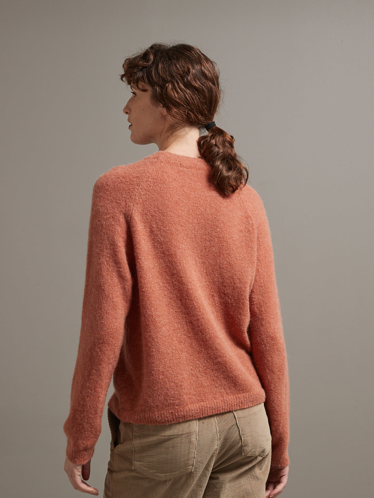 Pull col rond femme mélange laine et alpaga