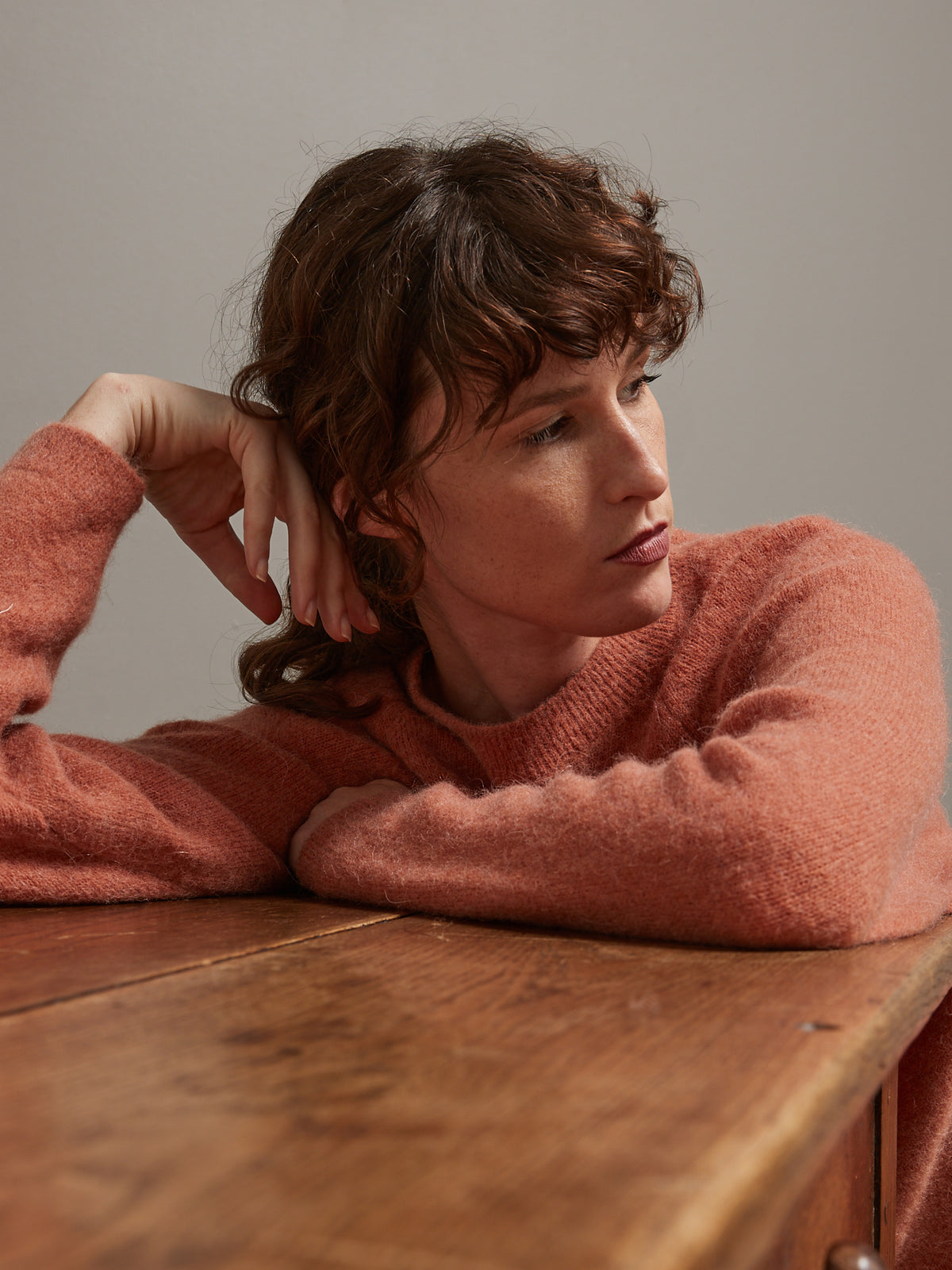 Pull col rond femme mélange laine et alpaga