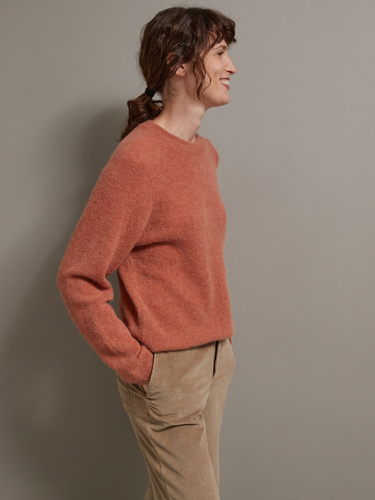 Pull col rond femme mélange laine et alpaga
