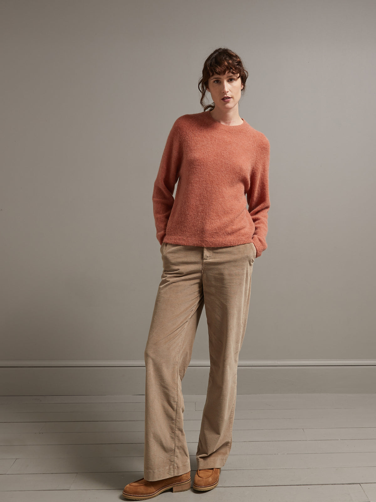 Pull col rond femme mélange laine et alpaga