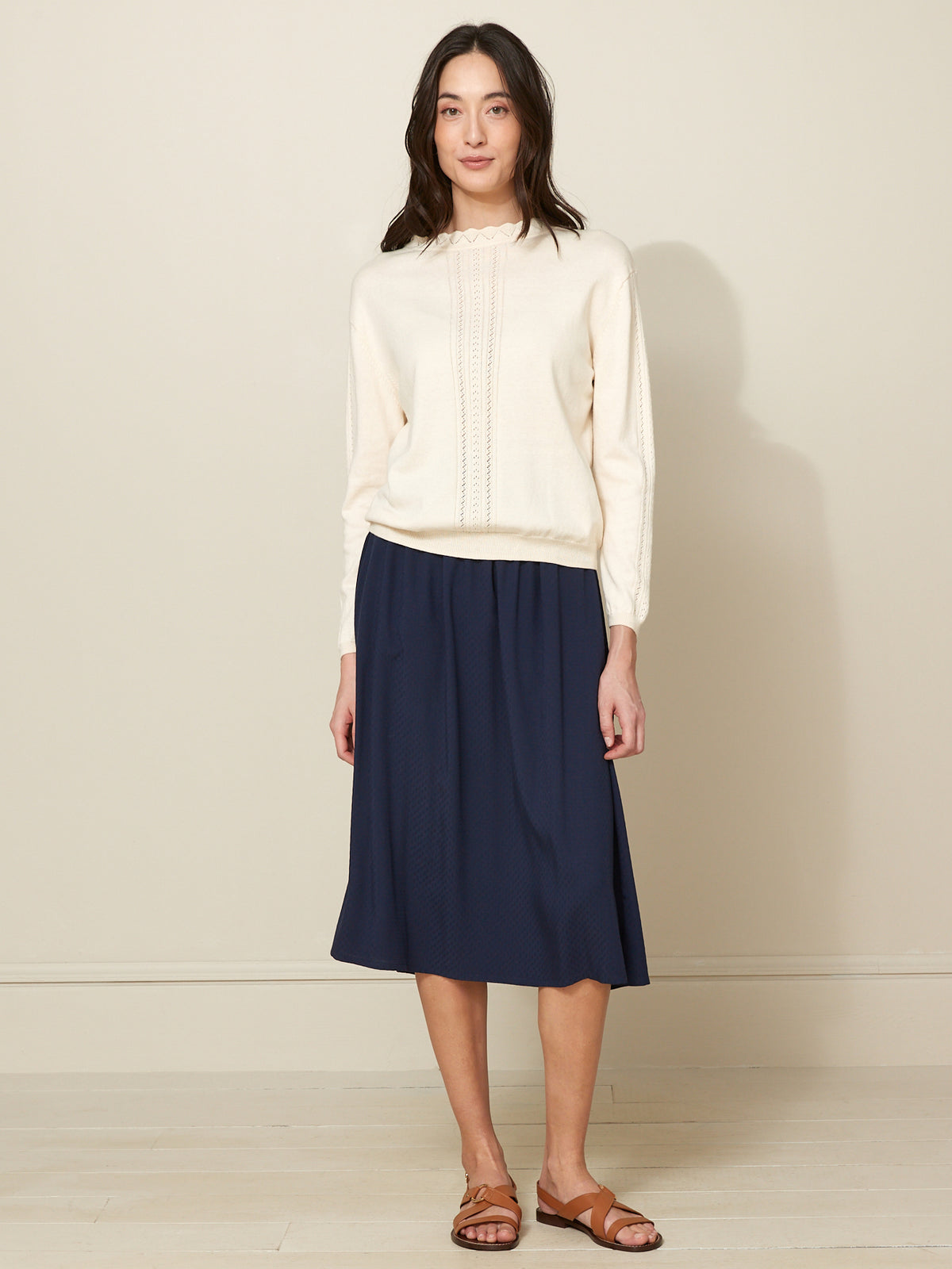 Pull col volanté femme - coton biologique et cachemire