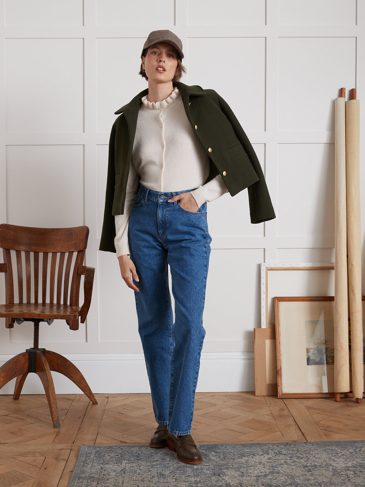 Damen-Cardigan mit Volants am Ausschnitt - Cashmere-Kollektion