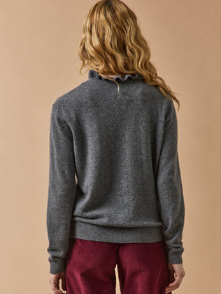 Damen-Cardigan mit Volants am Ausschnitt - Cashmere-Kollektion