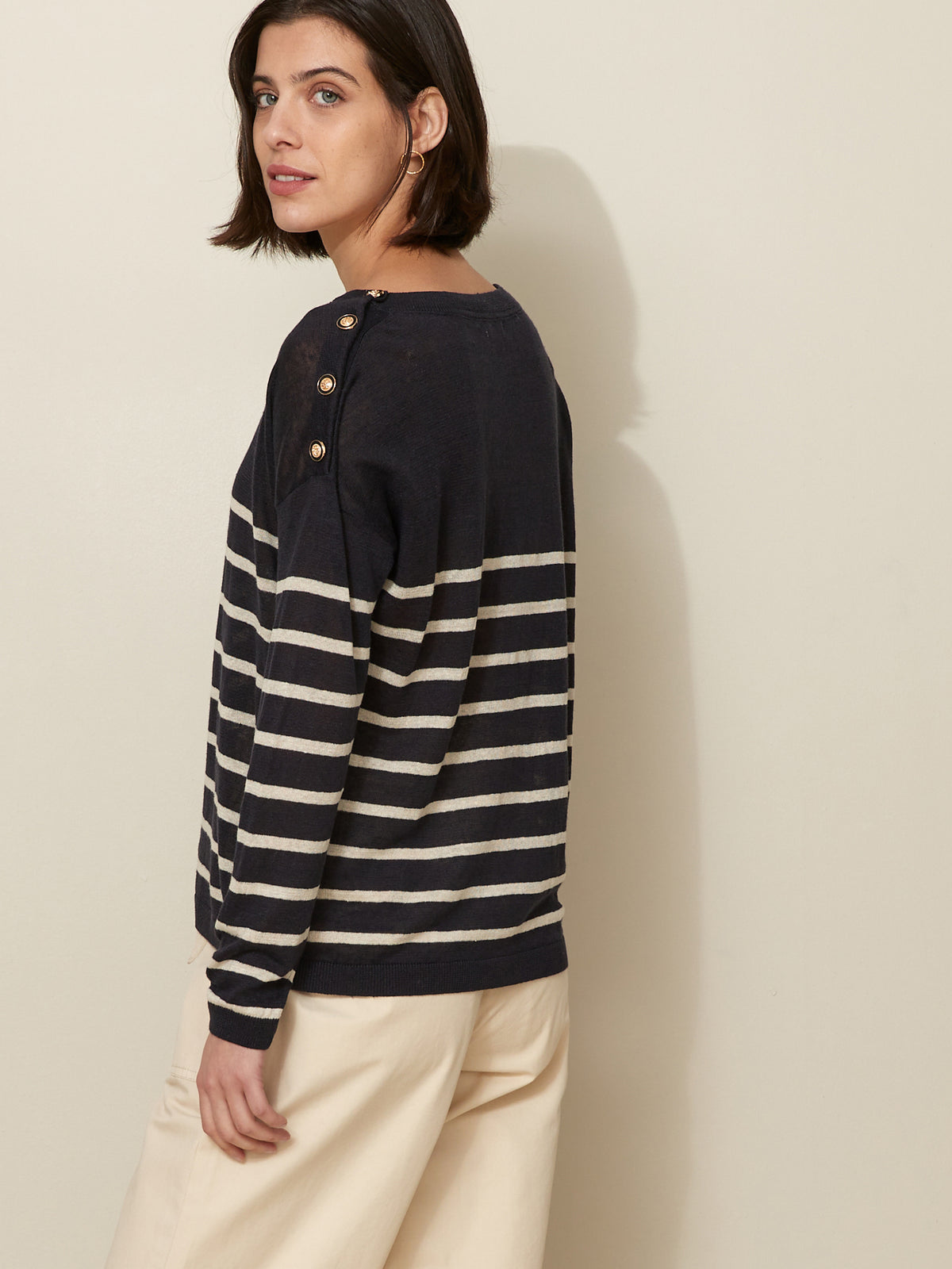 Pull marinière femme en lin