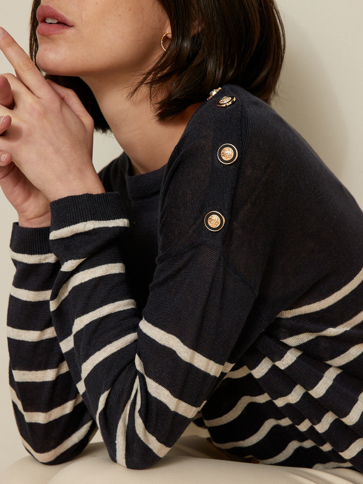 Pull marinière femme en lin