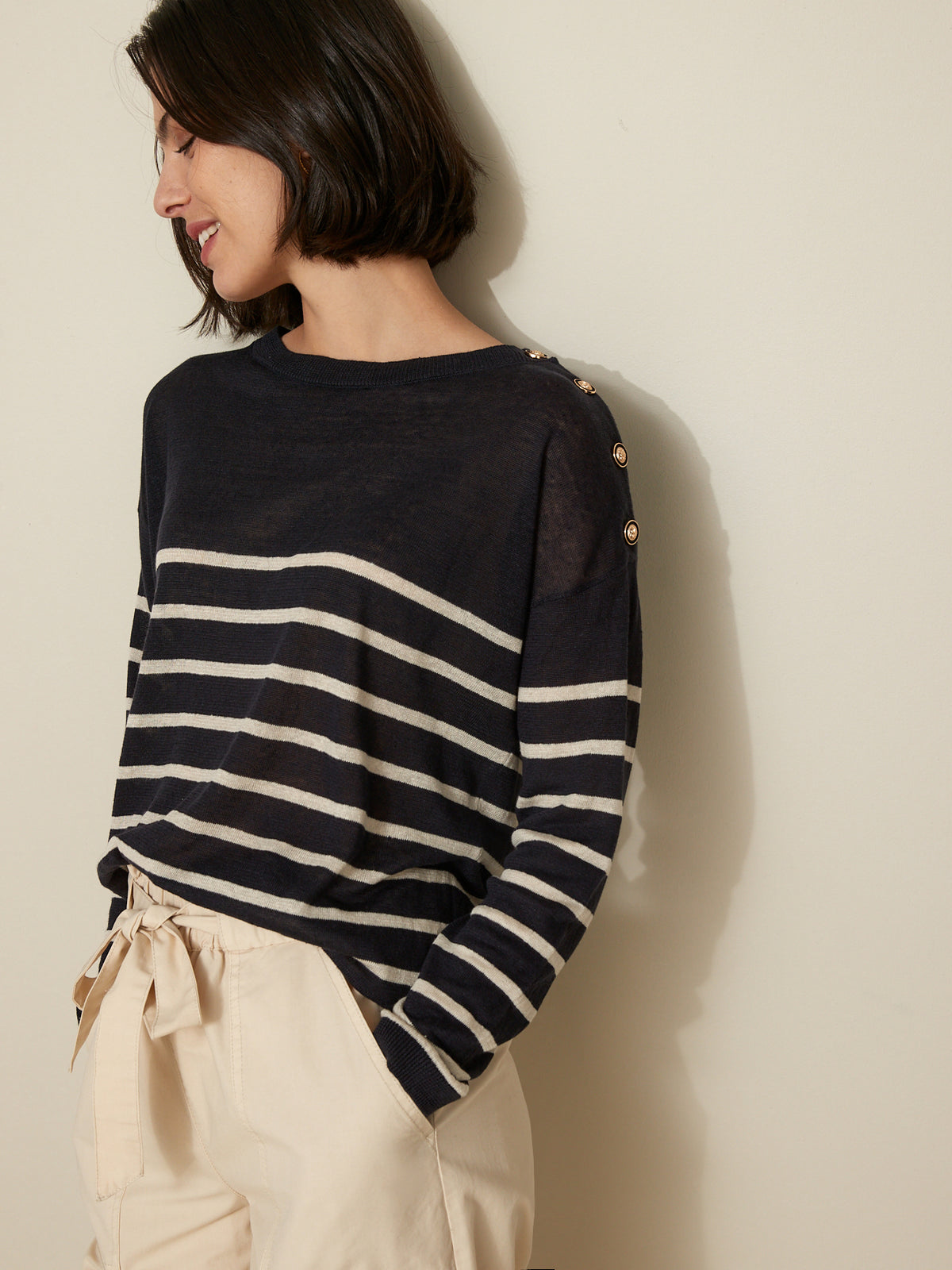 Pull marinière femme en lin