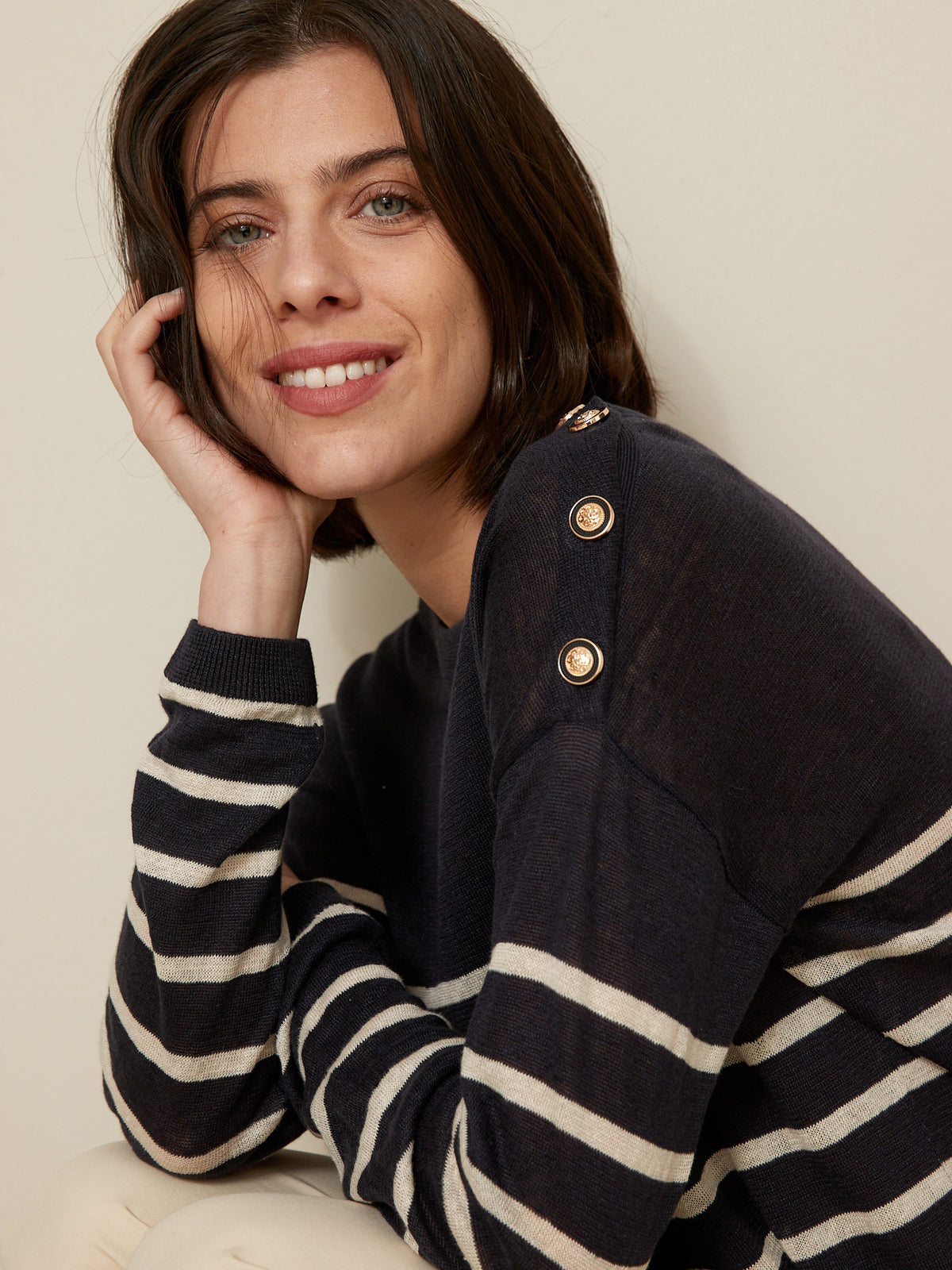 Pull marinière femme en lin