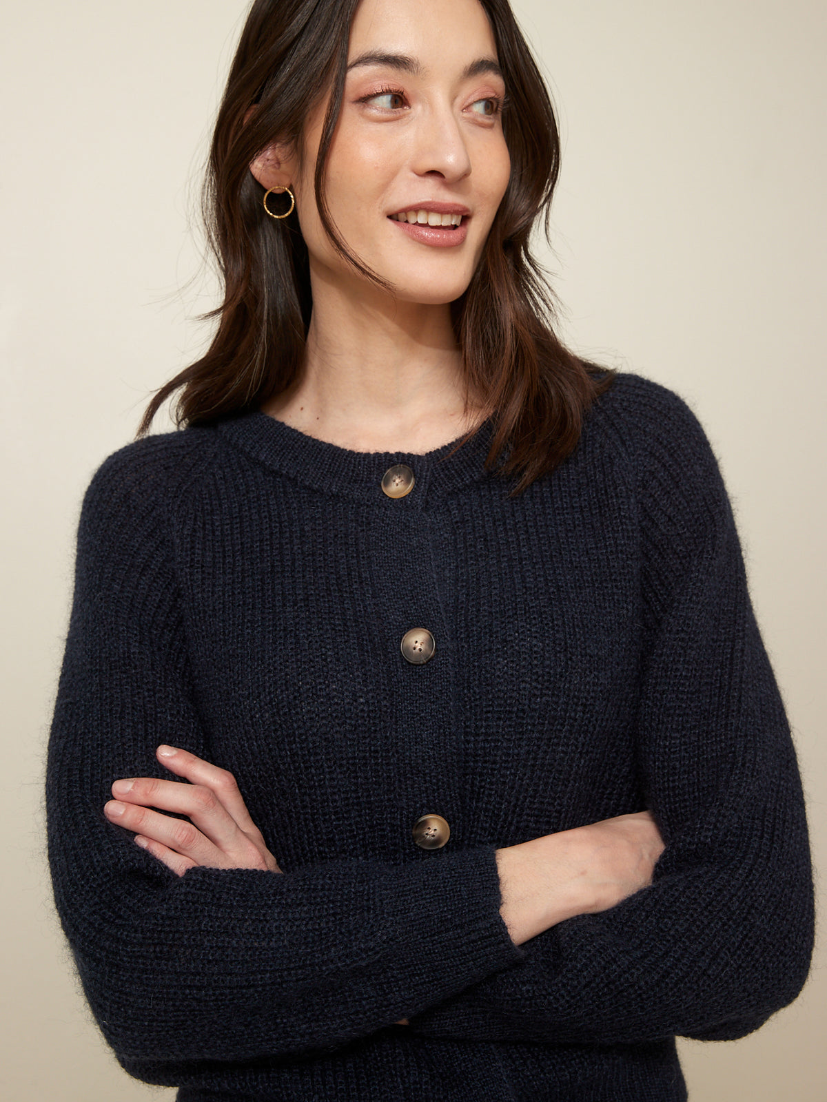 Cardigan boule femme mélange mohair