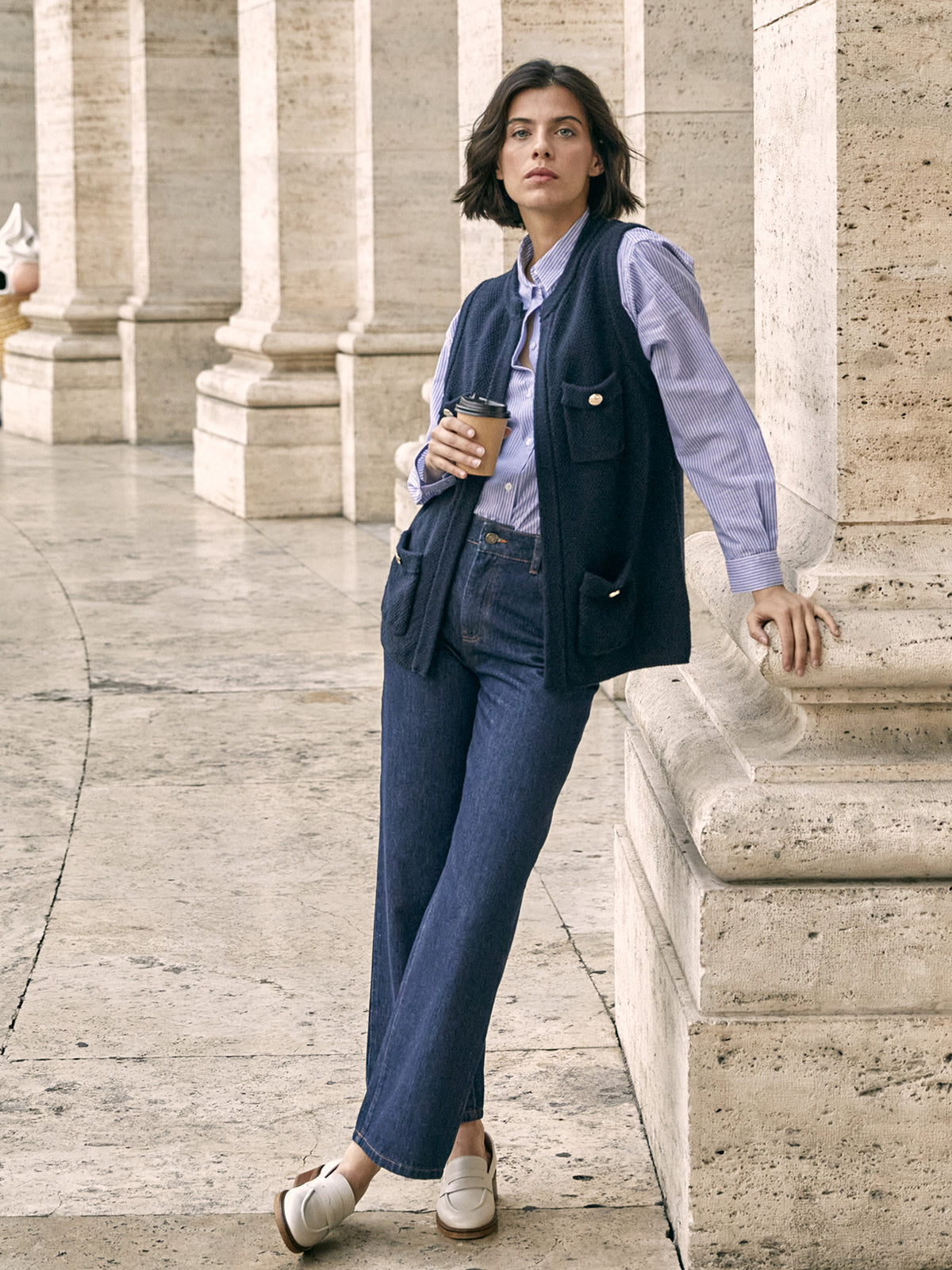 Gilet sans manches femme laine mélangée