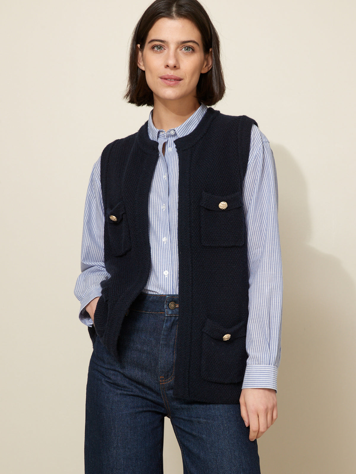 Gilet sans manches femme laine mélangée