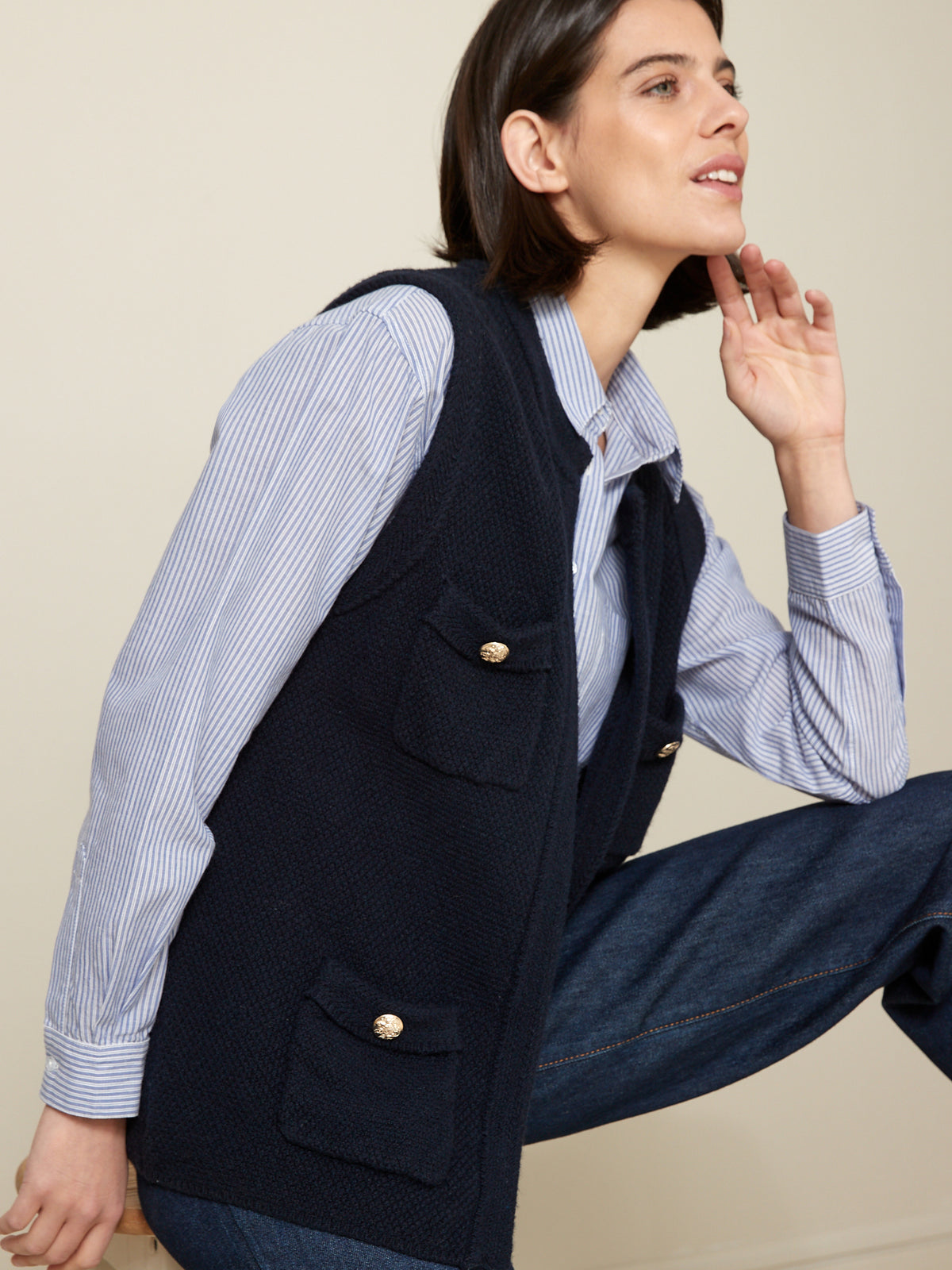 Gilet sans manches femme laine mélangée