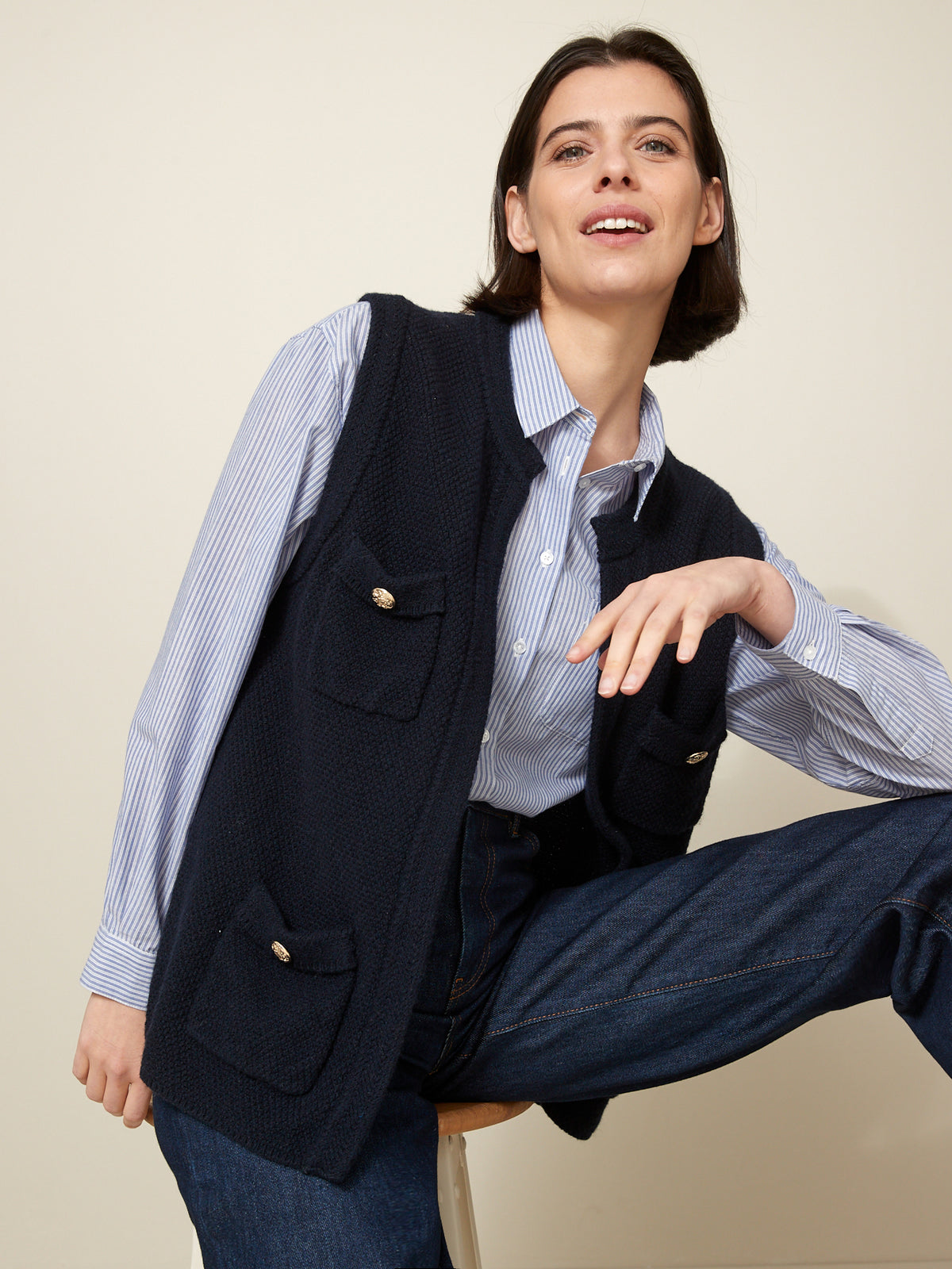 Gilet sans manches femme laine mélangée