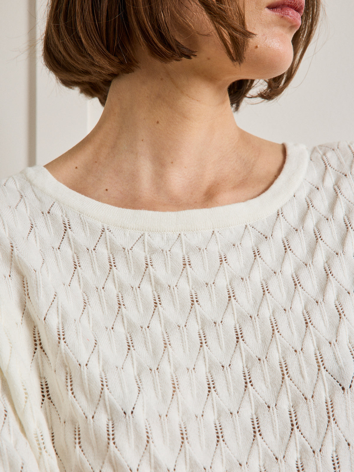 Pull maille pointelle femme coton biologique et cachemire