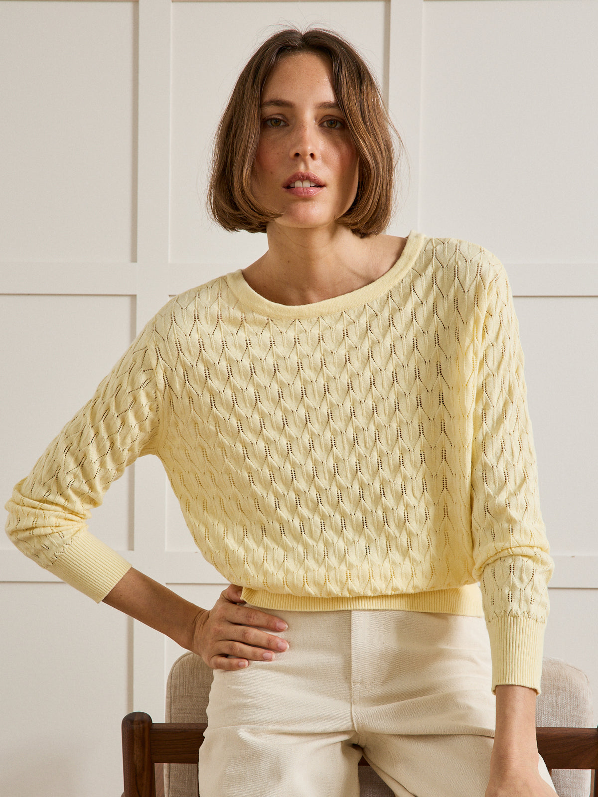 Gestrickter Damenpullover aus Bio-Baumwolle und Cashmere