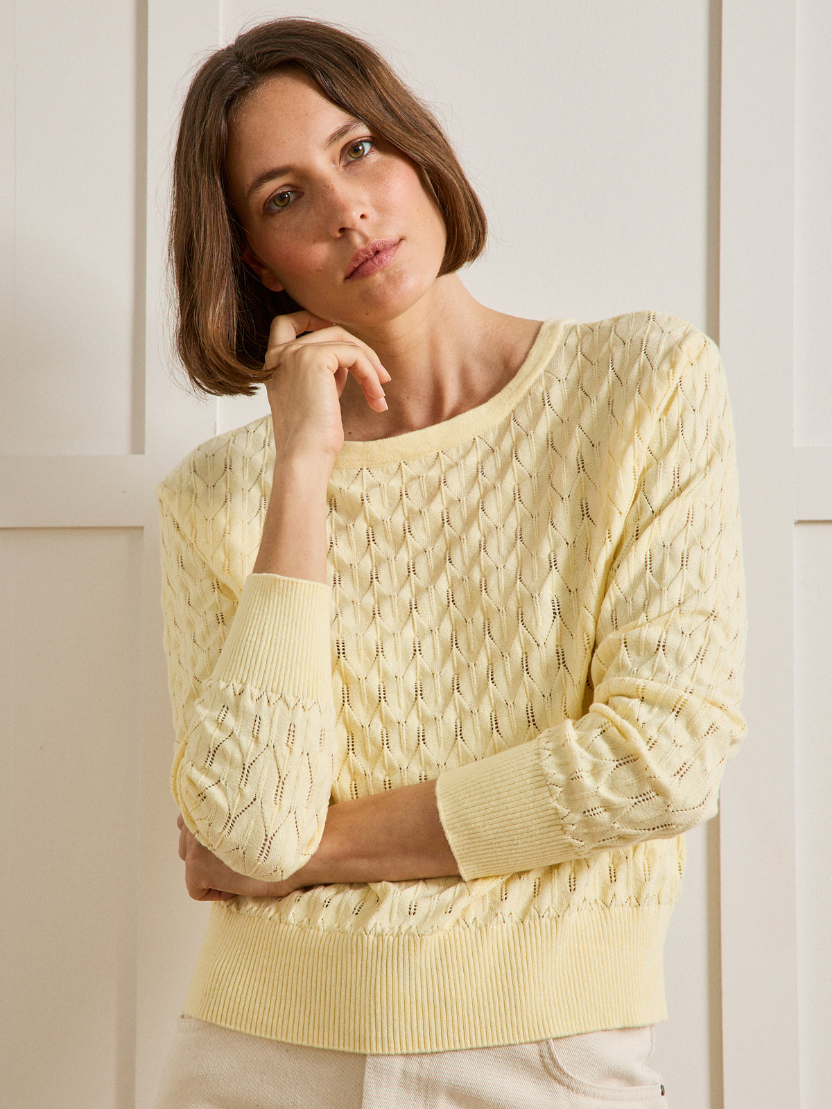 Gestrickter Damenpullover aus Bio-Baumwolle und Cashmere