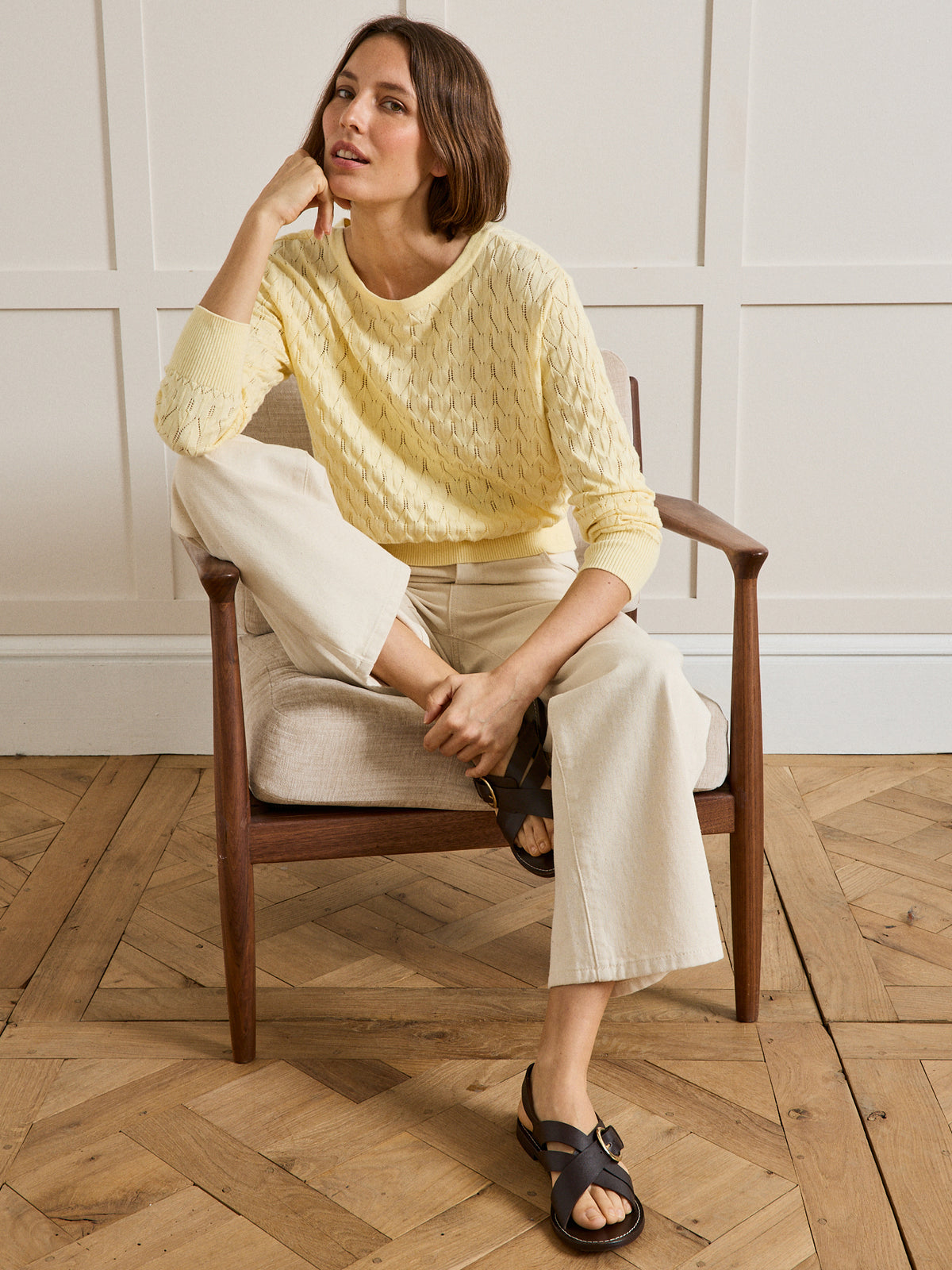 Gestrickter Damenpullover aus Bio-Baumwolle und Cashmere