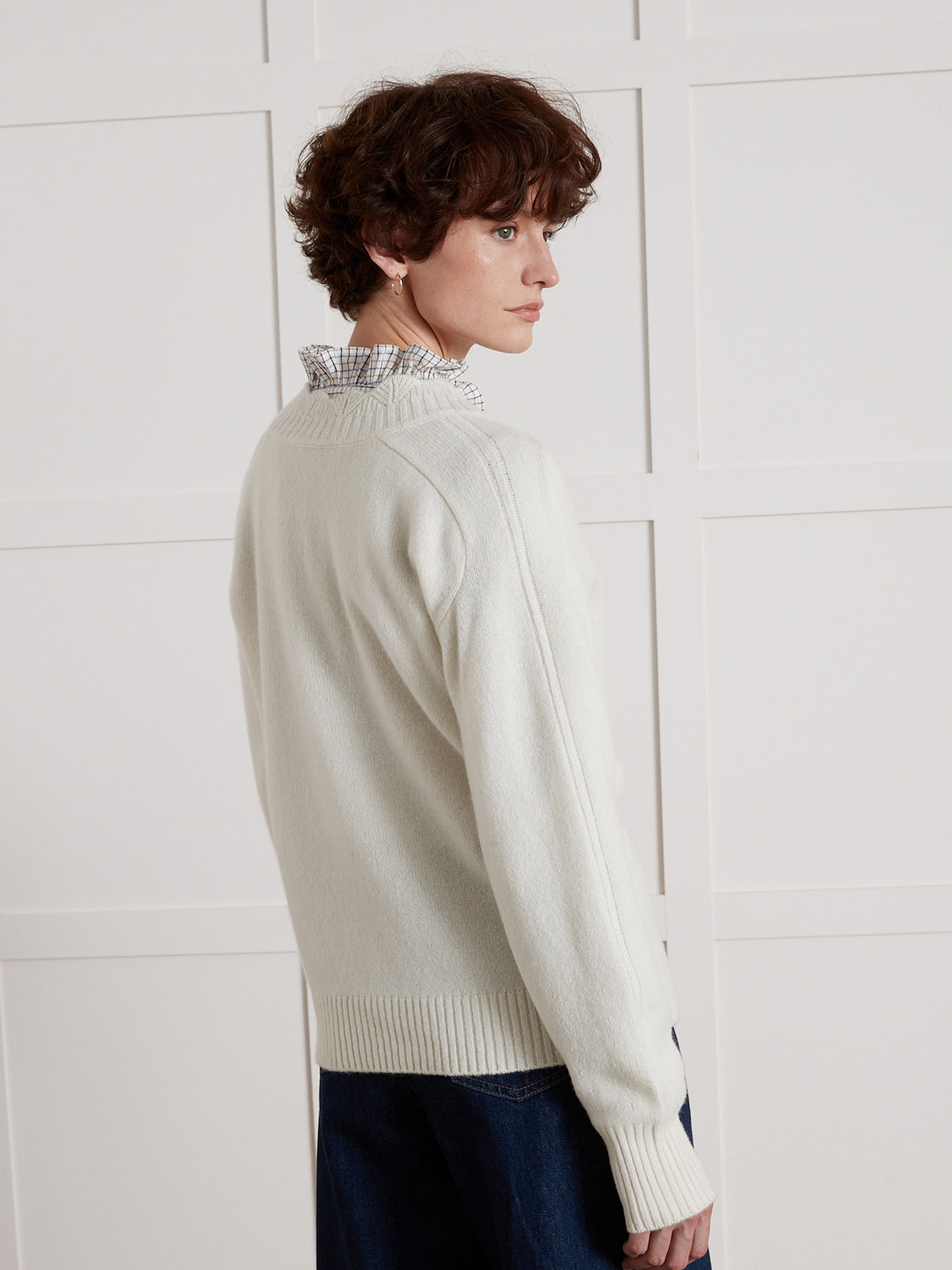 Pull col V laine mérinos RWS* femme