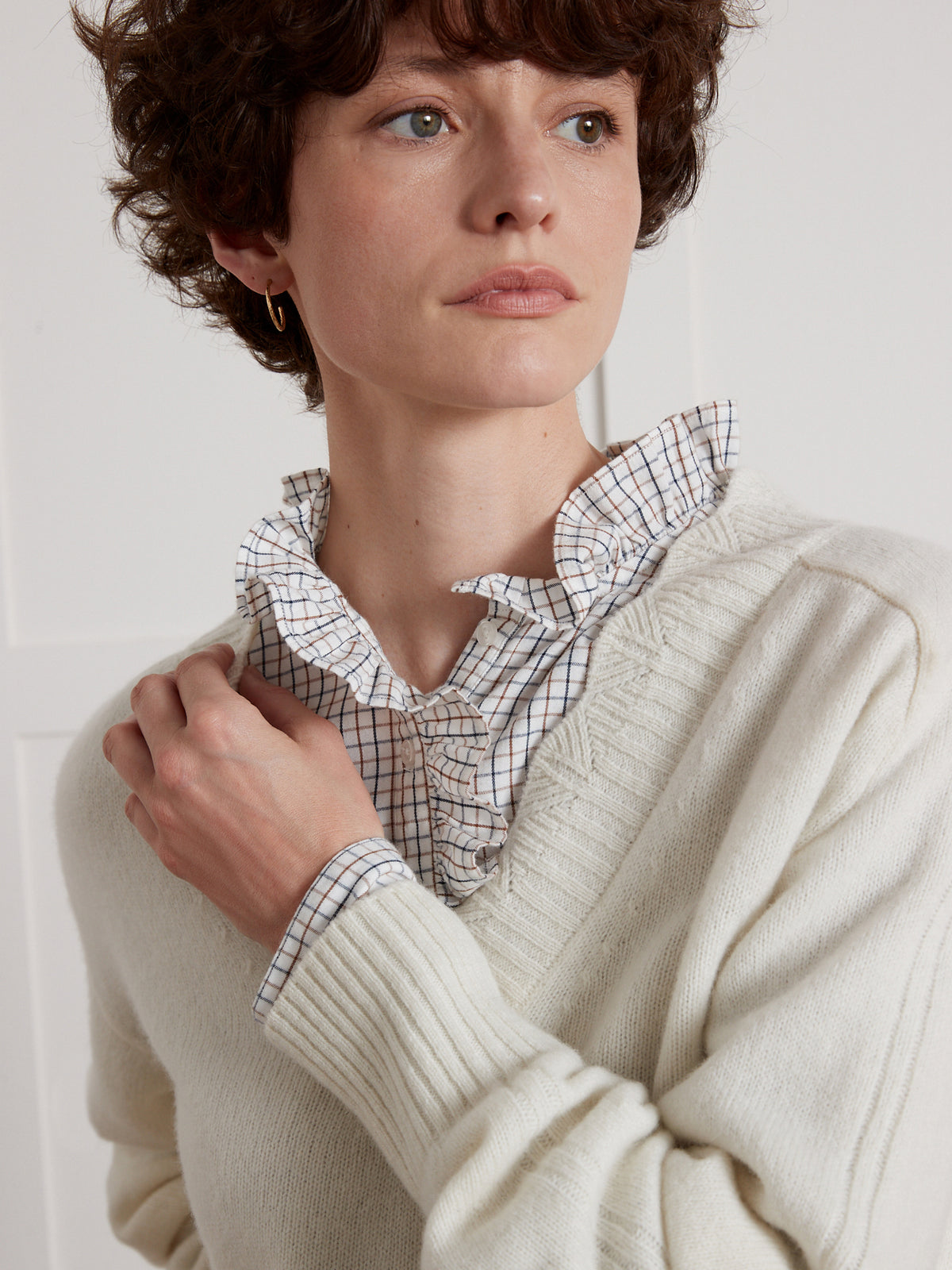 Pull col V laine mérinos RWS* femme