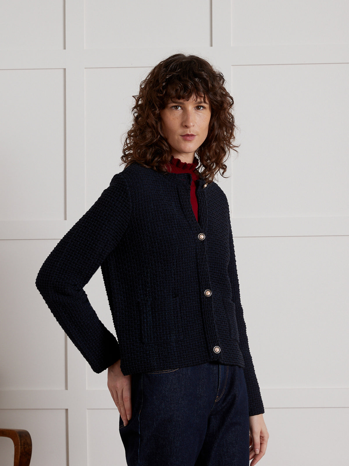 Cardigan veste effet tweed femme