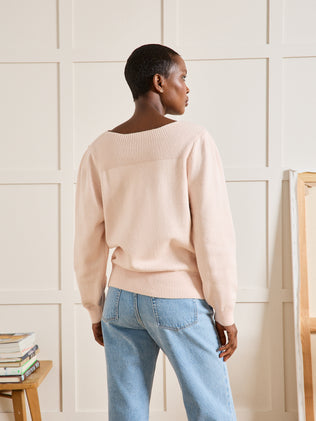 Pull col bateau femme coton et laine