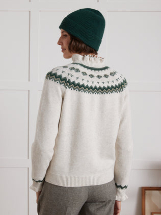 Damen-Cardigan mit Jacquard und Stehkragen
