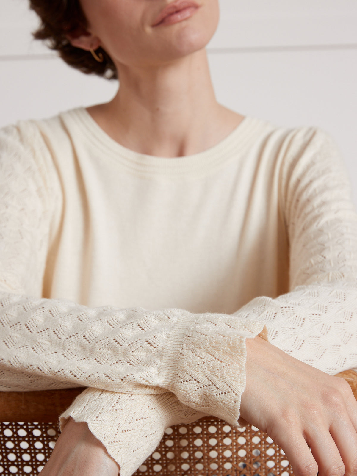Damenpullover mit rundem Halsausschnitt - Bio-Baumwolle und Cashmere