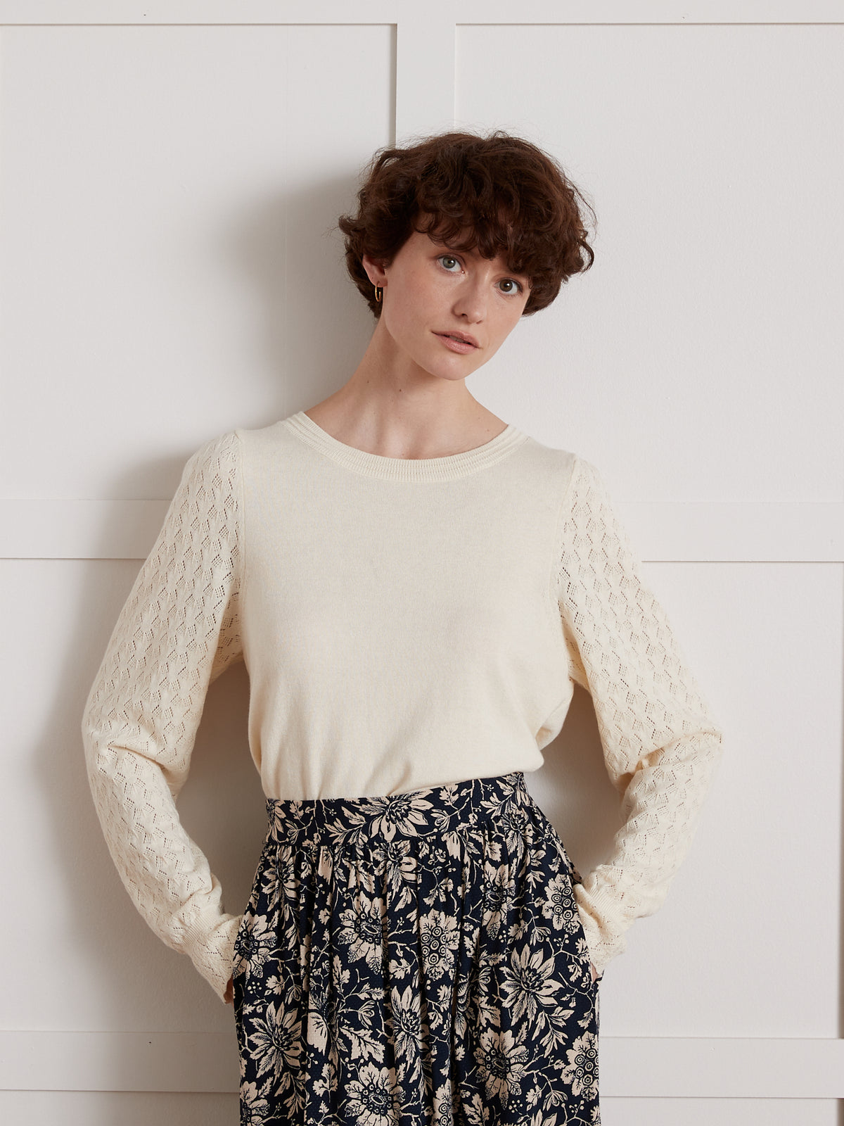Pull col rond femme - coton biologique et cachemire