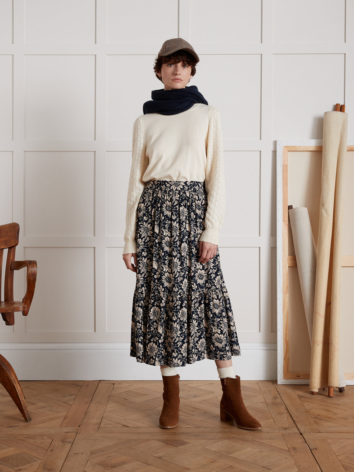 Damenpullover mit rundem Halsausschnitt - Bio-Baumwolle und Cashmere